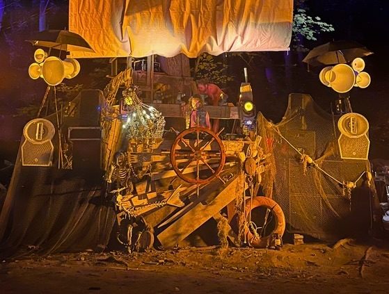 Lit stage at night