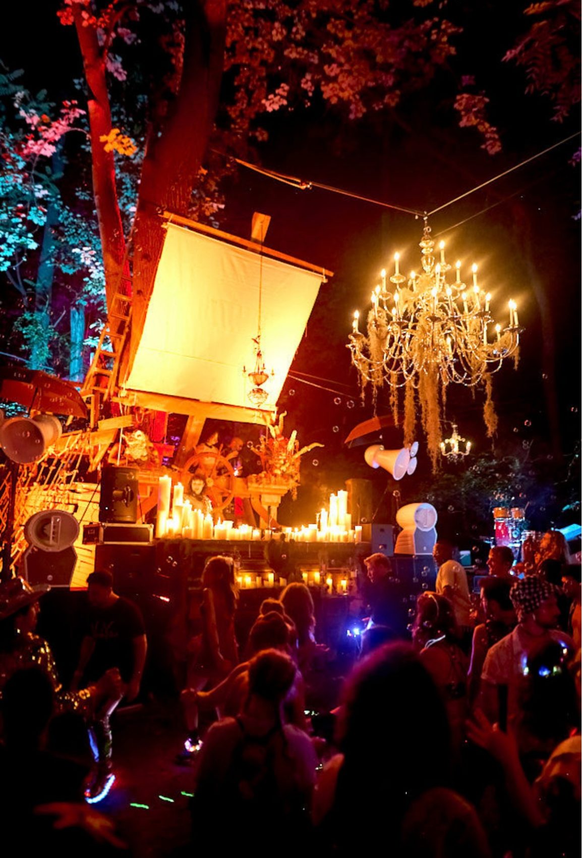 Chandeliers over the dancefloor